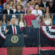 Donald Trump speaking at the “Salute to America” ceremony in front of the Lincoln Memorial, July 4, 2019, in Washington, D.C.